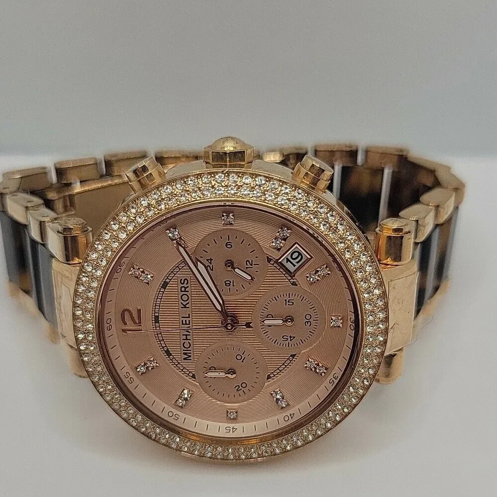 Michael Kors Parker MK5538 Women's Stainless Steel Analog Rose Dial Watch AM676